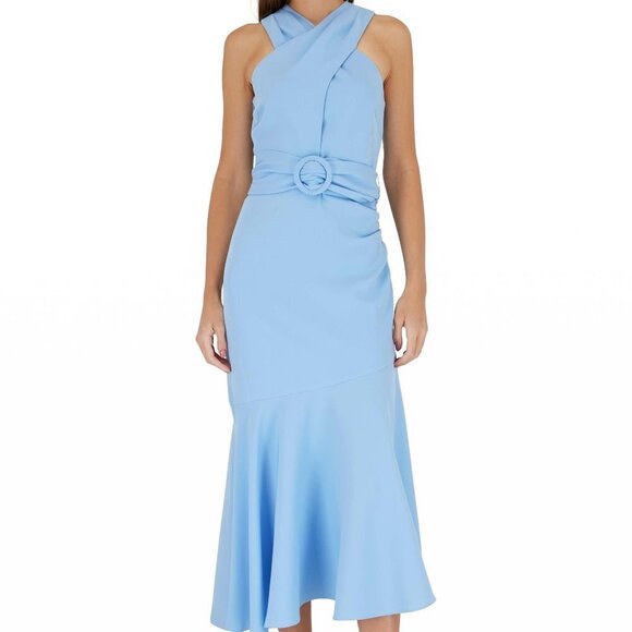 Sachin & Babi Chambray Blue Naomi Cross Neck Asymmetric Dress - Picture 1 of 3